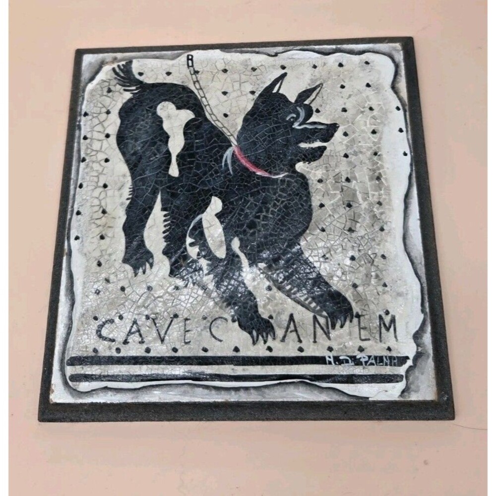 Pompei Italy Cave Canem Wall Plaque Ancient Dog Art 8 Inch X 8 Inch